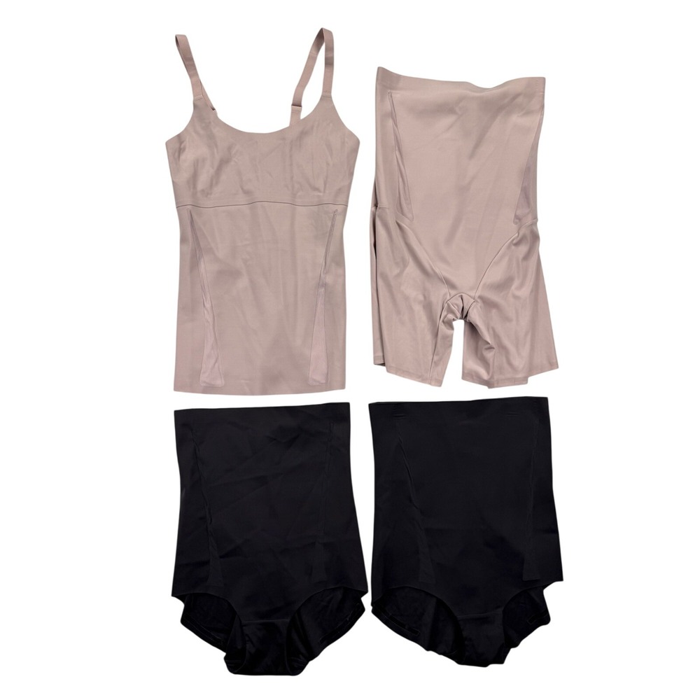 LOT of 4 Maidenform High Waist Thigh Slimmer Briefs Cami Shapewear XL Pink Black